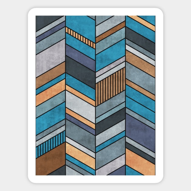 Colorful Concrete Chevron Pattern - Blue, Grey, Brown Magnet by ZoltanRatko